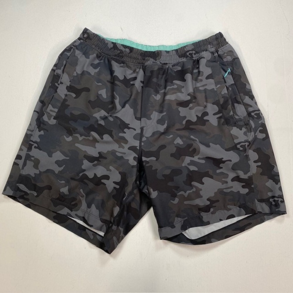 Birddogs Classic Gym Shorts Grey Camo Built-in Liner Mens Large 7in Inseam